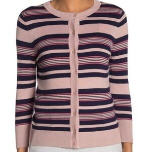 NWT Halogen Front Button Cardigan Sweater Crew Neck
Long Sleeve Multi Striped